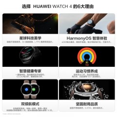 华为/HUAWEI WATCH 4 46mm 幻月黑 黑色不锈钢表壳 黑色氟橡胶表带 智能运动蓝牙手表 微信手表版 eSIM4G独立通话 高血糖风险评估研究 ECG心电分析