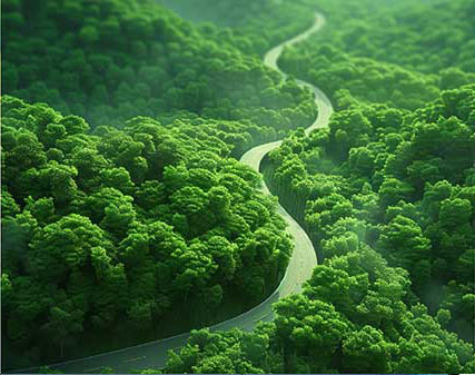 森林里蜿蜒的公路